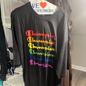 Champion Multicolor Logo Black T-Shirt